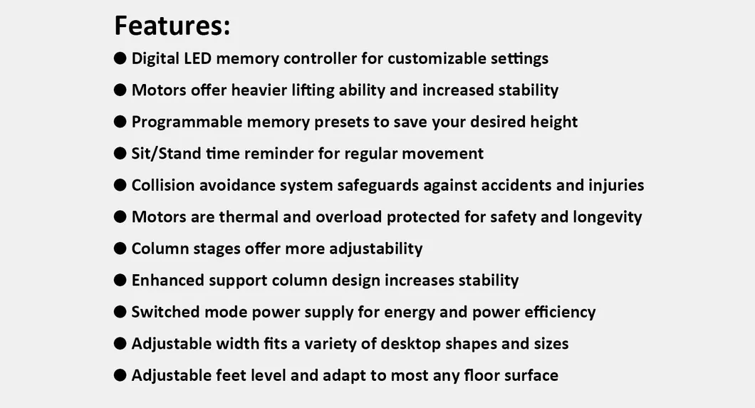 140kg Load Capacity Height Adjustable Electric Sit Stand Desk