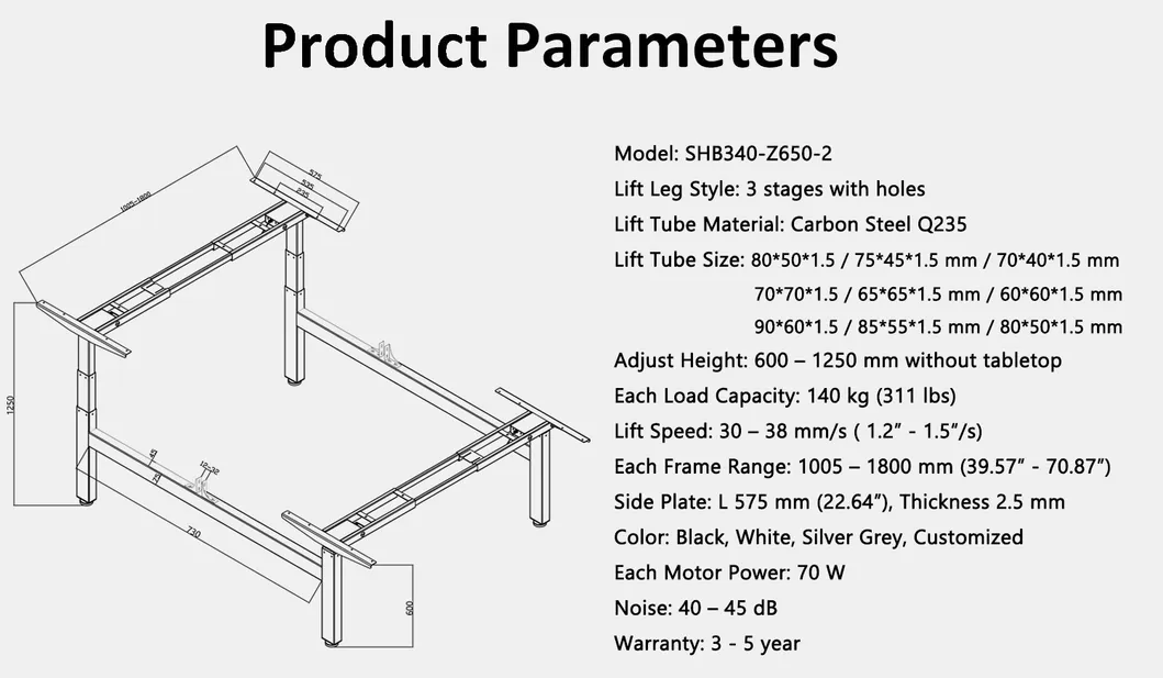 4 Legs Back to Back Sit Standing Height Adjustable Desk Office Workstation