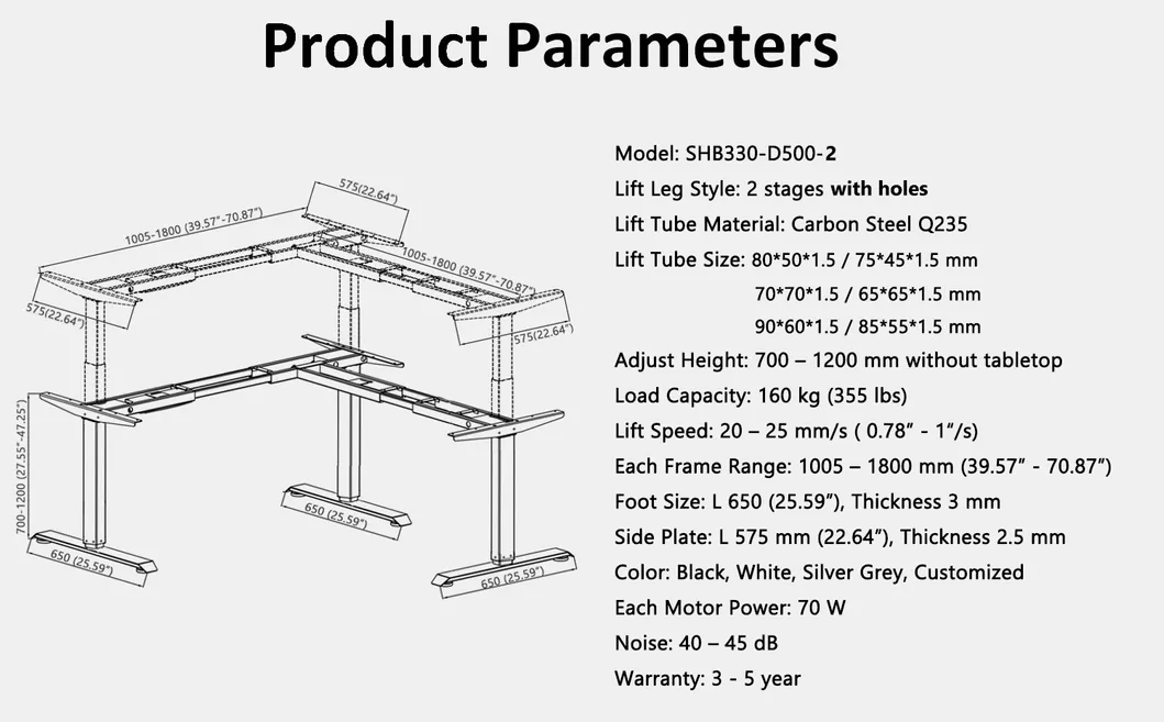 Anti-Collision Electric Height Adjustable Office Home Standing Desk