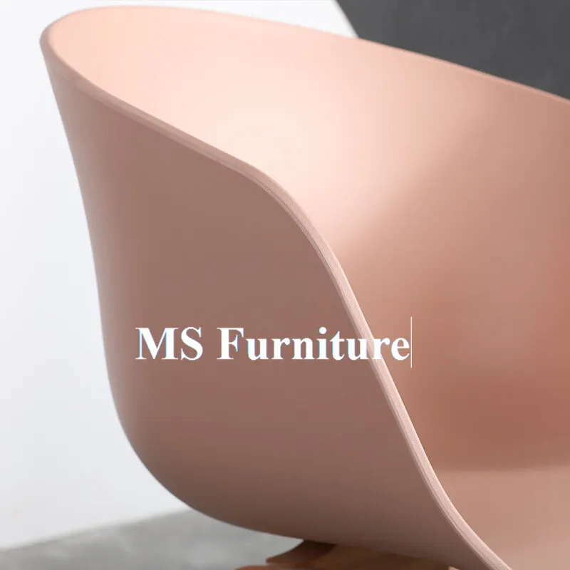 Chaise Tabouret Minimalist Dining Modern Pink Shell Chair Metal Chair with Arm PP Plastic Seat Powder Coated Metal Legs Dining+Chairs Armchair