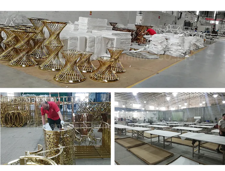 Chinese Furniture Marble Metal Dining Table Set