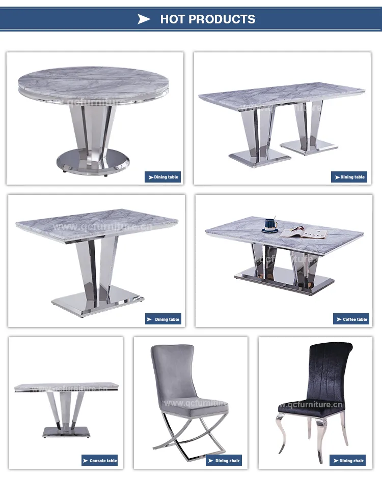 Chinese Furniture Marble Metal Dining Table Set