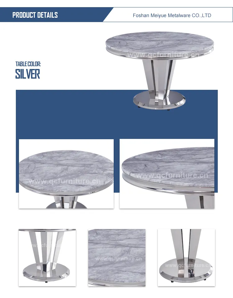 Chinese Furniture Marble Metal Dining Table Set