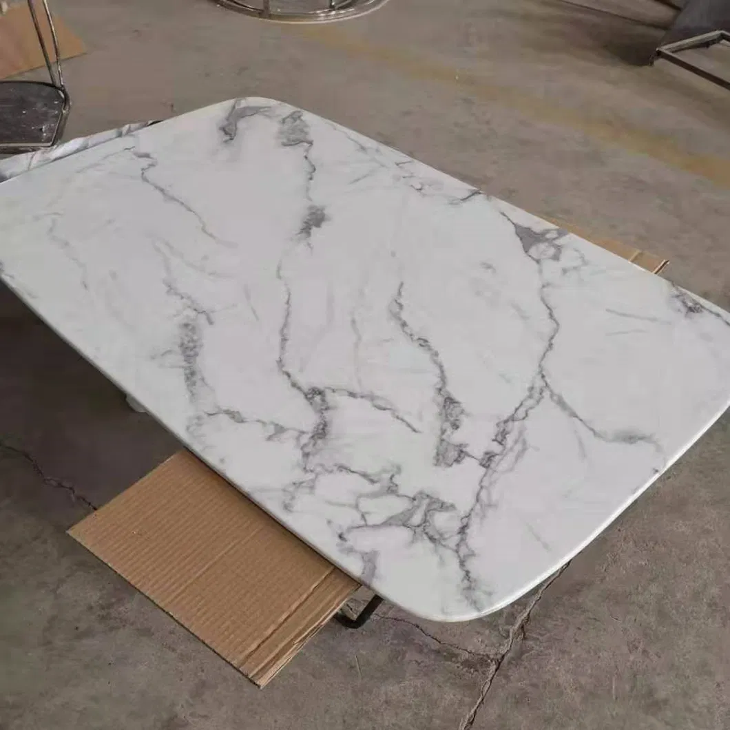 Classic Modern Metal Base Design Fashion White Marble Top Dining Table Small Cafe Table with Cheaper Factory Prices