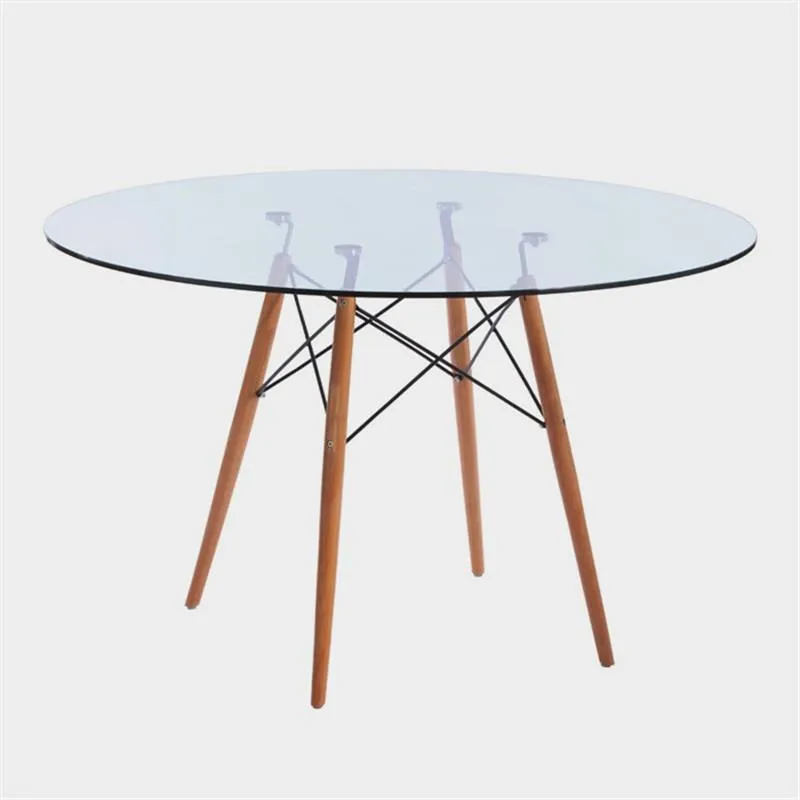 Coffee Table Glass Modern Transparent 80cm Round Tempered Glass Dinner Table Set Dining Room Furniture