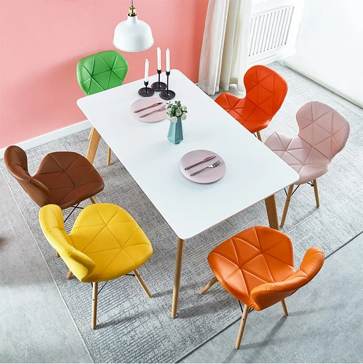 Cushioned Modern Chair Without Arms Sillas Wooden Dining Chair