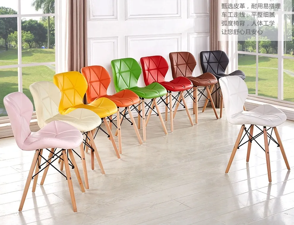 Cushioned Modern Chair Without Arms Sillas Wooden Dining Chair