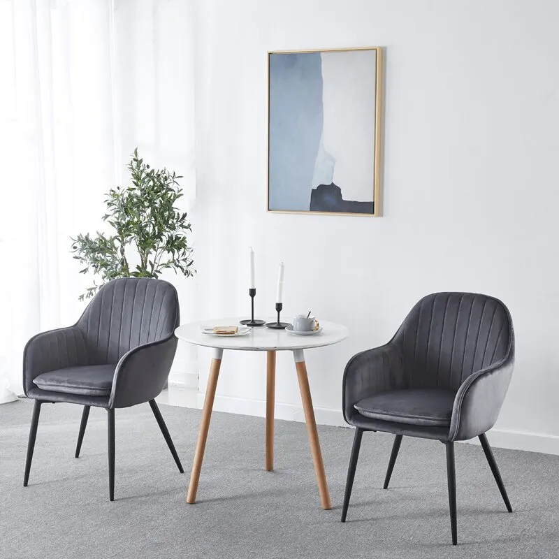 Design Velvet Wingback Arm Chair Fabric Upholstered Dining Chairs