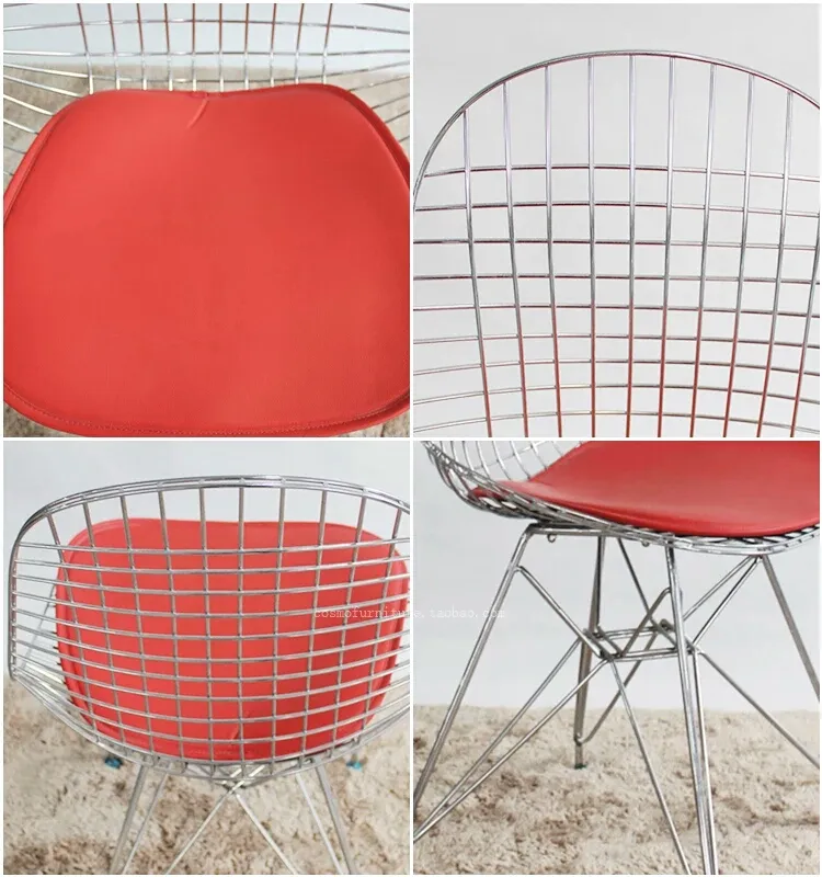 Eames Nordica Sillas Eiffel Powder Coated Replica Black Metal Wire Outdoor Modern Cafe Dining Chairs with Cushion