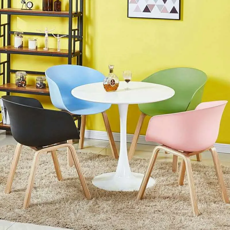 Excellent Quality Plastic Chair Low Price Sillas Plasticas Antique Wooden Leg Shell Dining Chairs