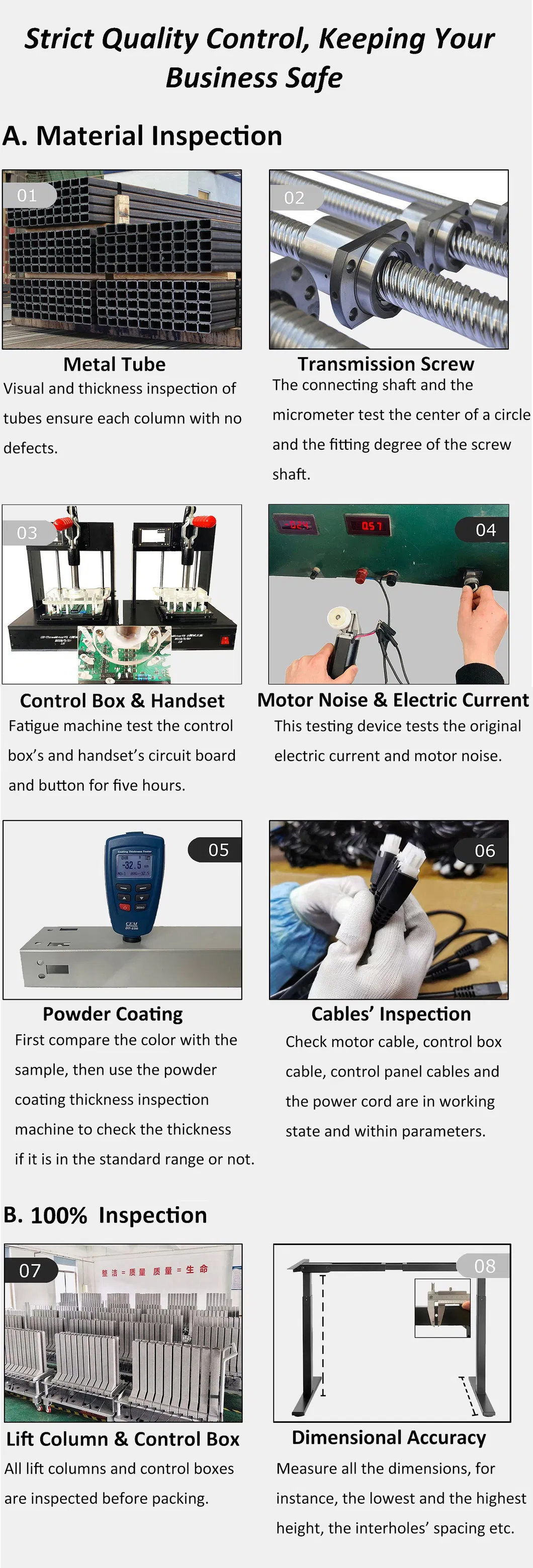 Factory Directly Sales Quiet UL Certificated Sit Stand Desk