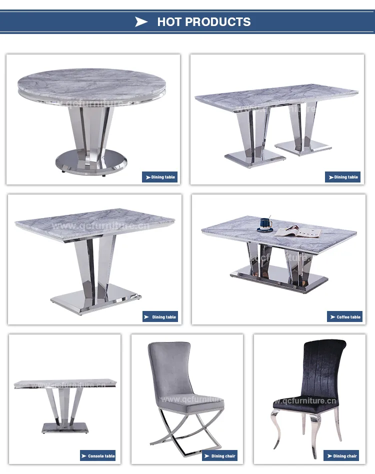 Foshan Dining Room Furniture Marble Modern Stainless Steel Dining Table