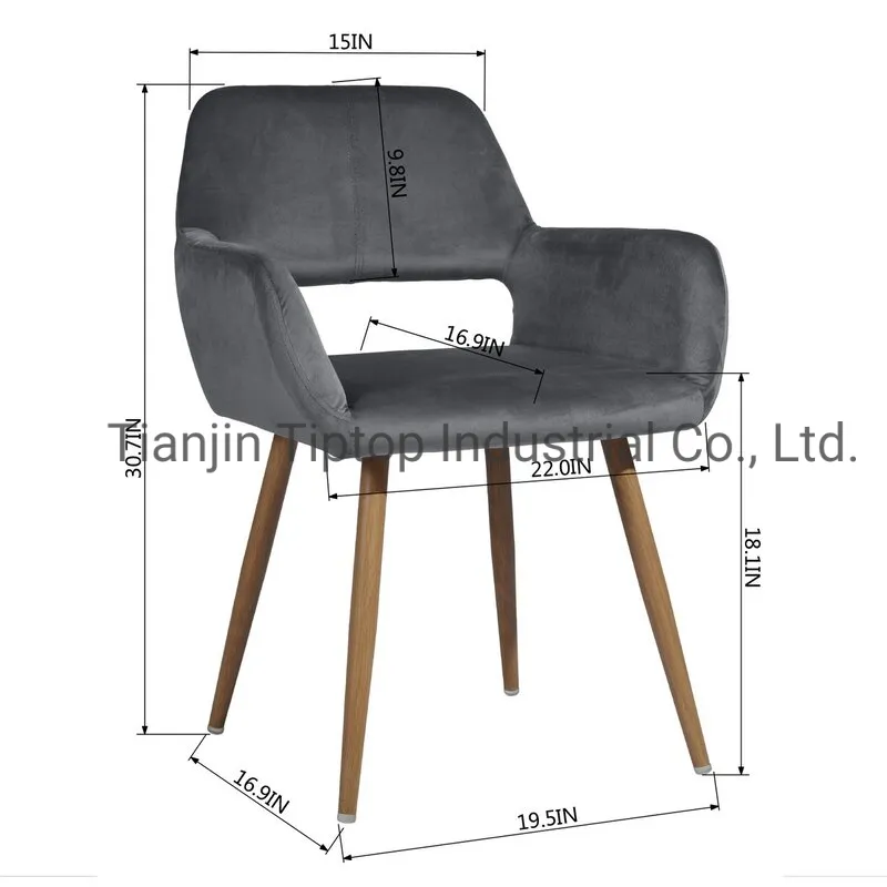 Free Sample Big Gray Malaysia Armrst Light Beige Chromed Leg Fabric Dining Chair with Fabric Ca117 Chaise Lounge Chair Dining