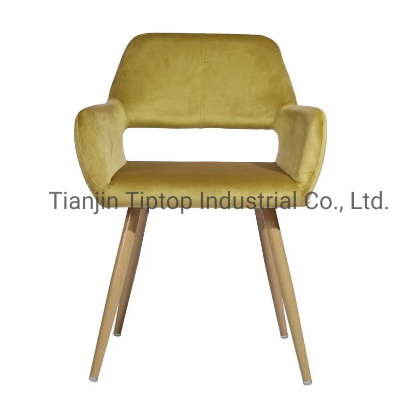 Free Sample Big Gray Malaysia Armrst Light Beige Chromed Leg Fabric Dining Chair with Fabric Ca117 Chaise Lounge Chair Dining