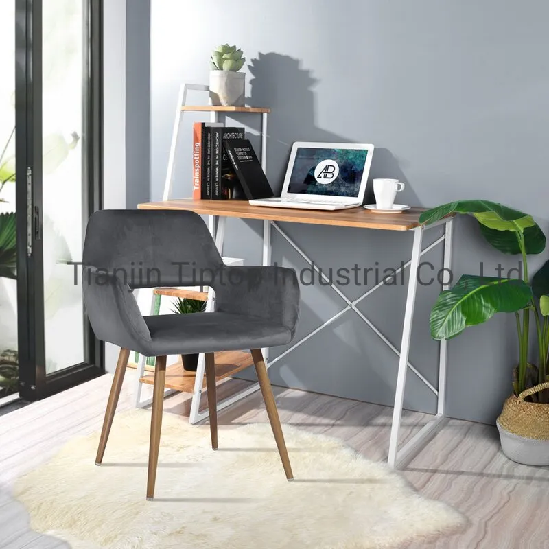 Free Sample Big Gray Malaysia Armrst Light Beige Chromed Leg Fabric Dining Chair with Fabric Ca117 Chaise Lounge Chair Dining