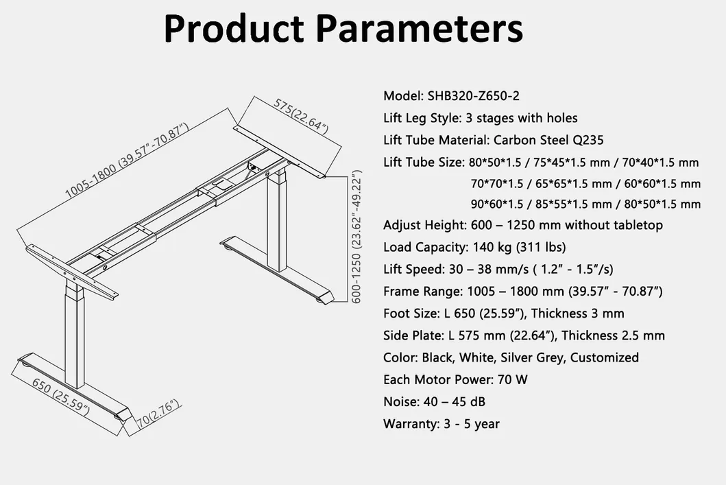 Height Adjustable Electric Sit Stand up Desk for Home Office