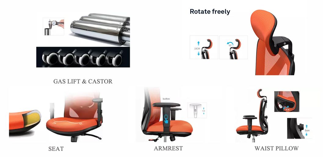 High Back Mesh Ergonomic Swivel Leisure and Work Chairs with Pedals