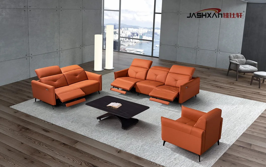 High-End Leather Intelligent Voice Control Electric Retractable and Lockable Office Sofa for Boss Office Waiting Area