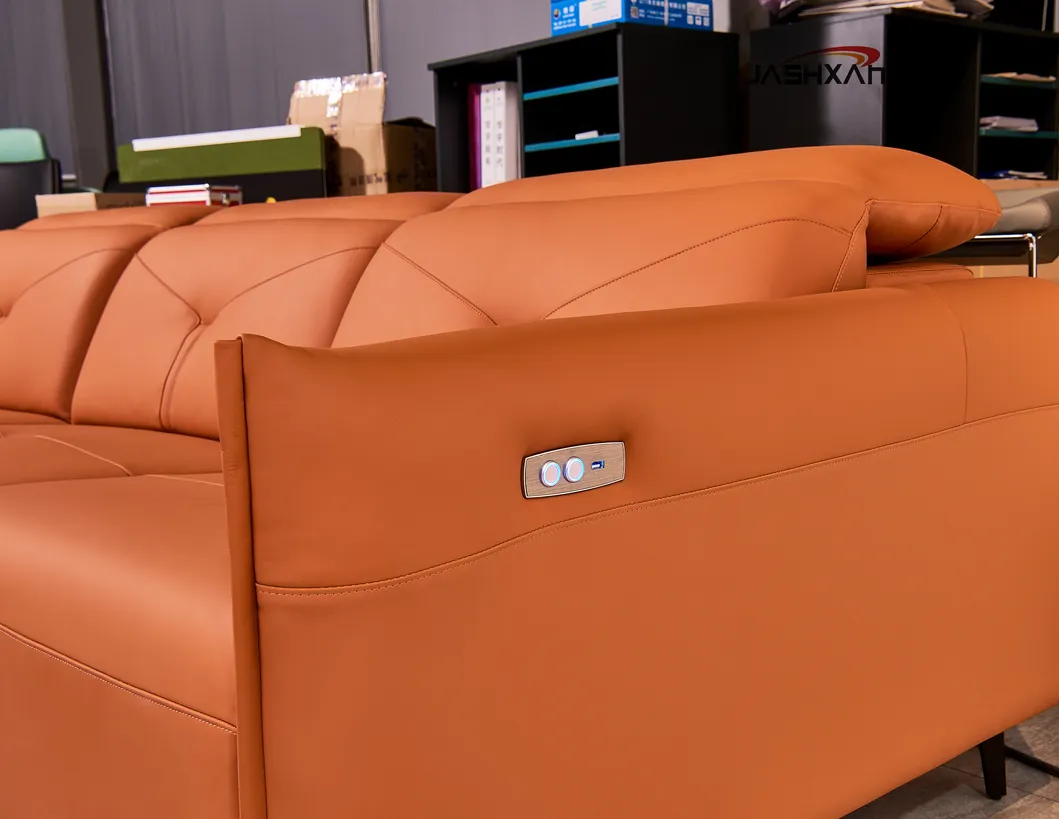 High-End Leather Intelligent Voice Control Electric Retractable and Lockable Office Sofa for Boss Office Waiting Area