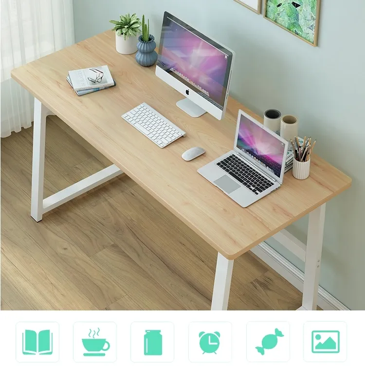 High Quality Modern Small Ergonomic Workstation Simple Style Writing Sturdy Study Computer Desk with Metal Frame for Small Spaces Home Office/