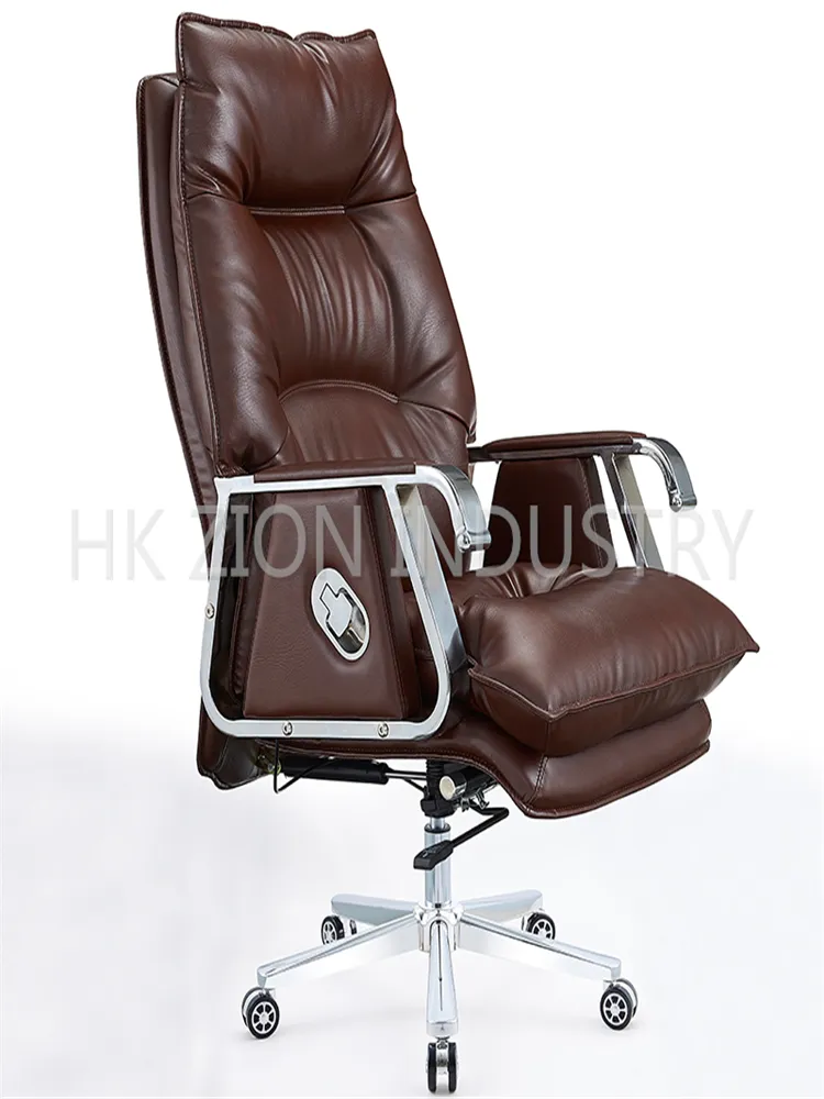 High Quality Revolving Chair Office Computer Office Chair Back Support Upholstered Adjustable Black and Brown Leather Office Chair with Wheels and Armrest