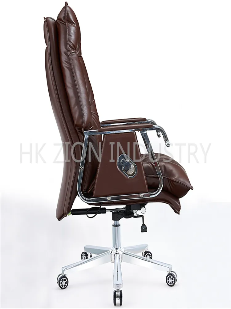 High Quality Revolving Chair Office Computer Office Chair Back Support Upholstered Adjustable Black and Brown Leather Office Chair with Wheels and Armrest