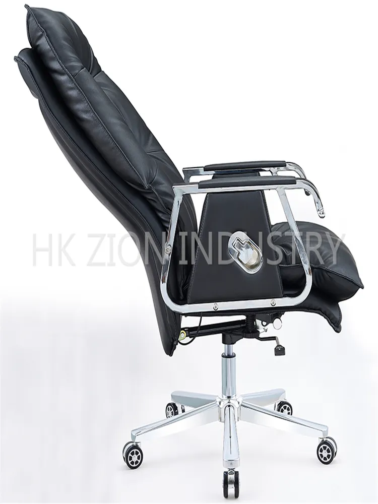 High Quality Revolving Chair Office Computer Office Chair Back Support Upholstered Adjustable Black and Brown Leather Office Chair with Wheels and Armrest