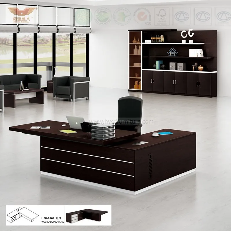 Hot Sale Office Black L Shape Executive Desk (H80-0164)