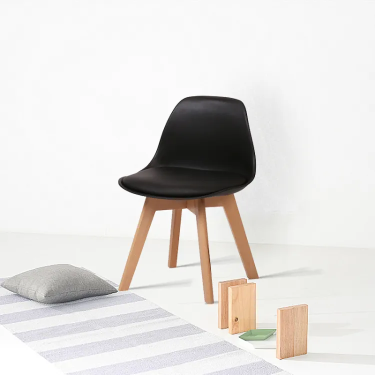 Italian New Style Wood Legs Plastic PVC Upholstery Garden Dining Chair