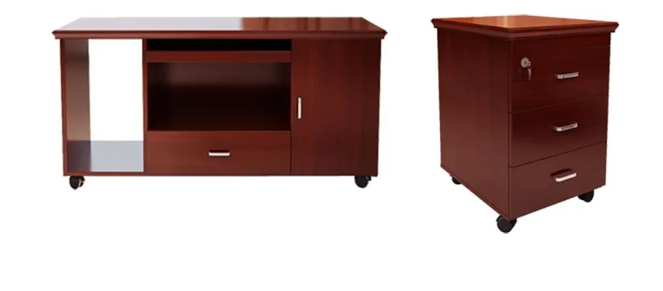 L Shape Office Desk with Side Table Classic Office Table (TOP-1806)