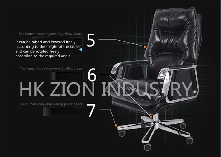 Luxury Modern Office Furniture Executive Office Chair Genuine Leather Egonomic Mesh Recliner Office Chair High Back Black Massage Gaming Office Chair