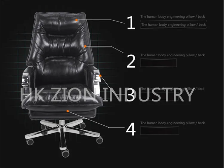 Luxury Modern Office Furniture Executive Office Chair Genuine Leather Egonomic Mesh Recliner Office Chair High Back Black Massage Gaming Office Chair