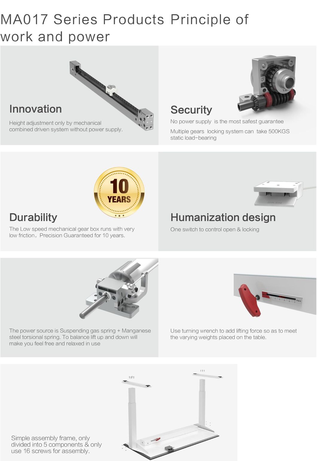 Milano Ma017 Manual Height Adjustable Standing Office Desk