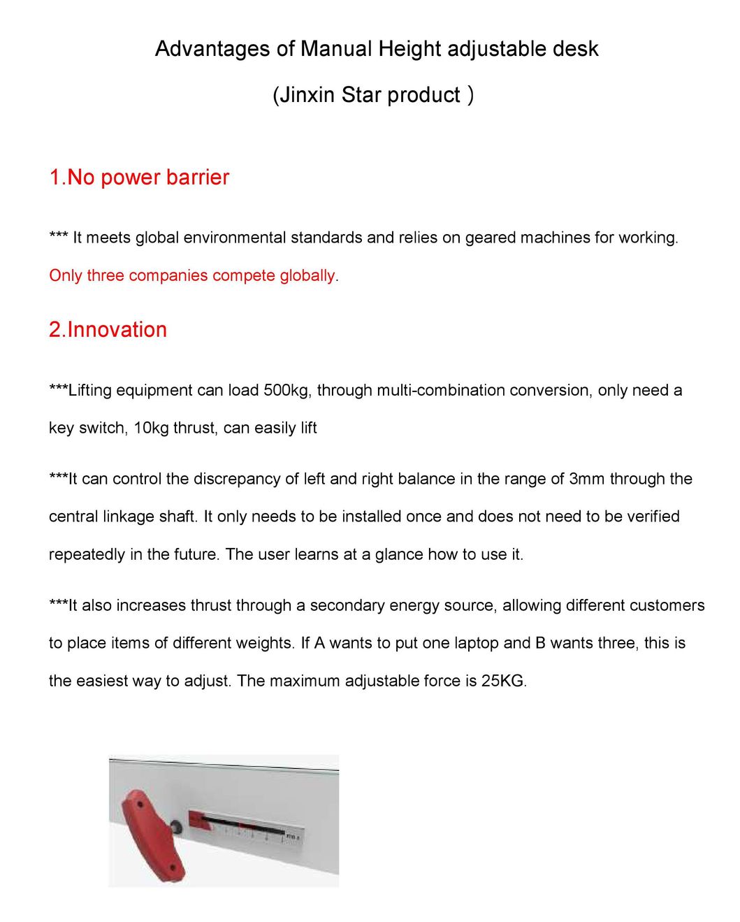 Milano Ma017 Manual Height Adjustable Standing Office Desk