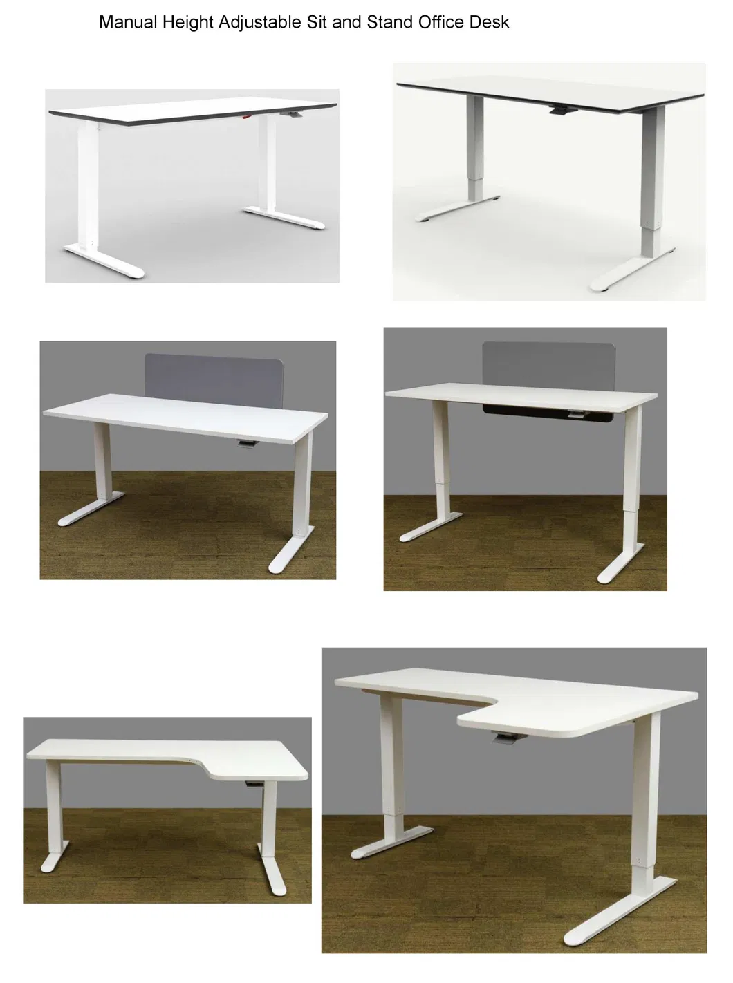 Milano Manual Height Adjustable Standing Black Color Office Table