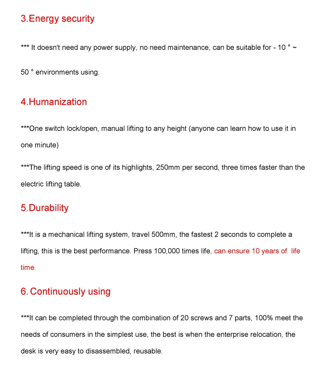 Milano Manual Height Adjustable Standing Black Color Office Table