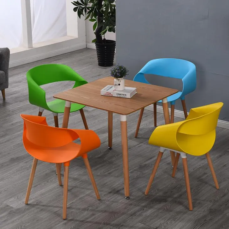 Modern Beech Wood Leg Table Salle Manger for Dinner with 4 Chairs Square Restaurant Side Table Dining Room Table and Chair Sets