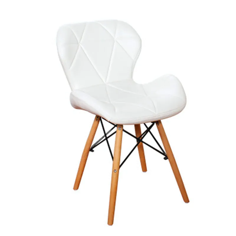 Modern European Simple Dining Room Restaurant Upholstered Plastic Cafe Chair with Wooden Leg