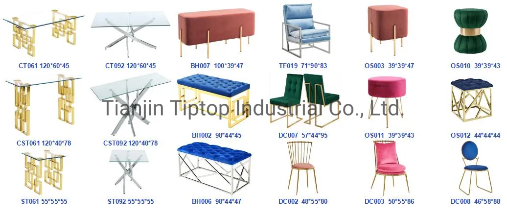 Modern Hotel Accent Chair Velvet Tufted Stainless Steel Dining Chair Arm Dining Chair