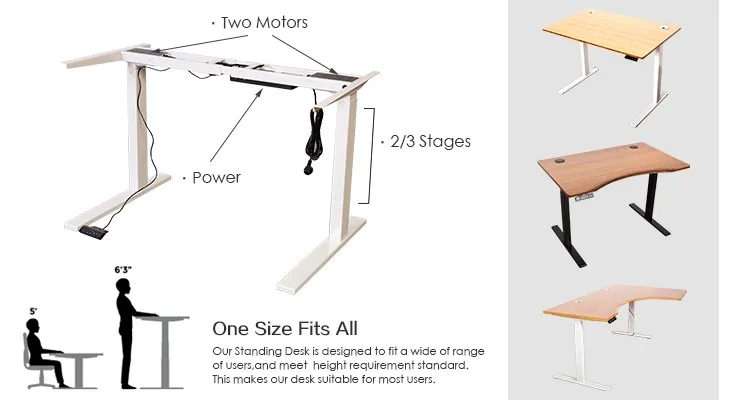 Natural All Bamboo Electric Desks Computer Adjustable Table
