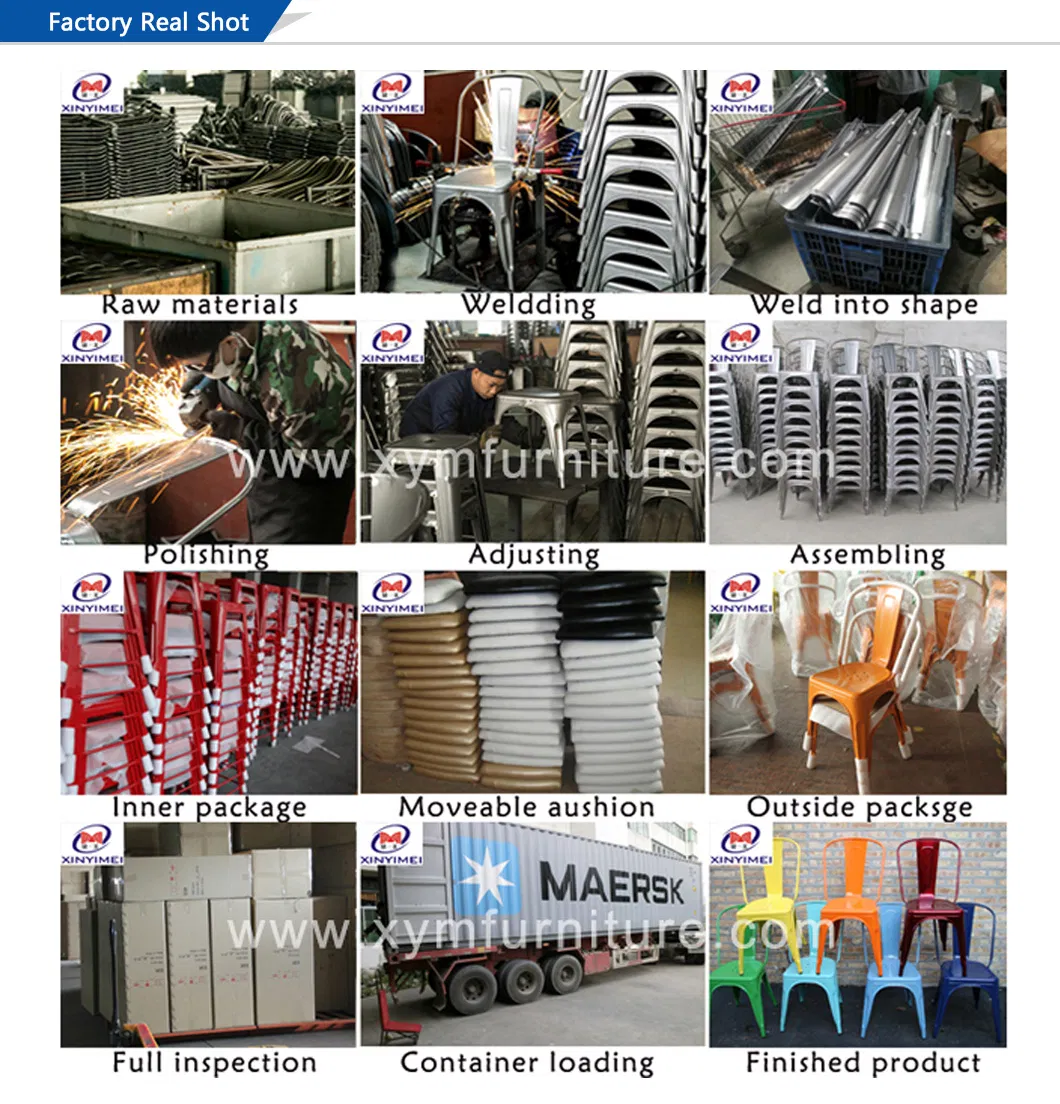 Newest Cheap American Style Armless Stacking Durable Accent Iron Ergonomic Metallic Metal Dinner Dining Chair