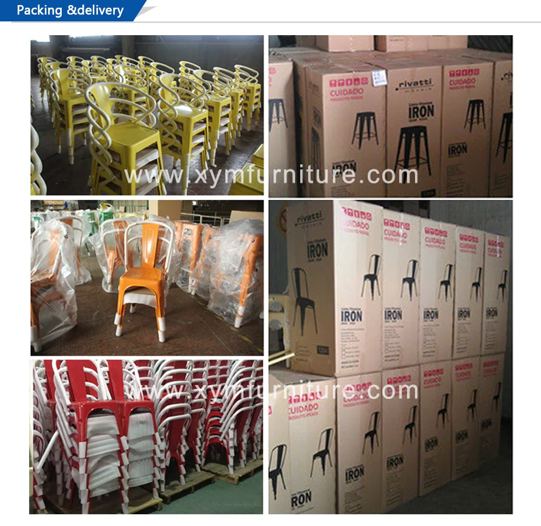 Newest Cheap American Style Armless Stacking Durable Accent Iron Ergonomic Metallic Metal Dinner Dining Chair