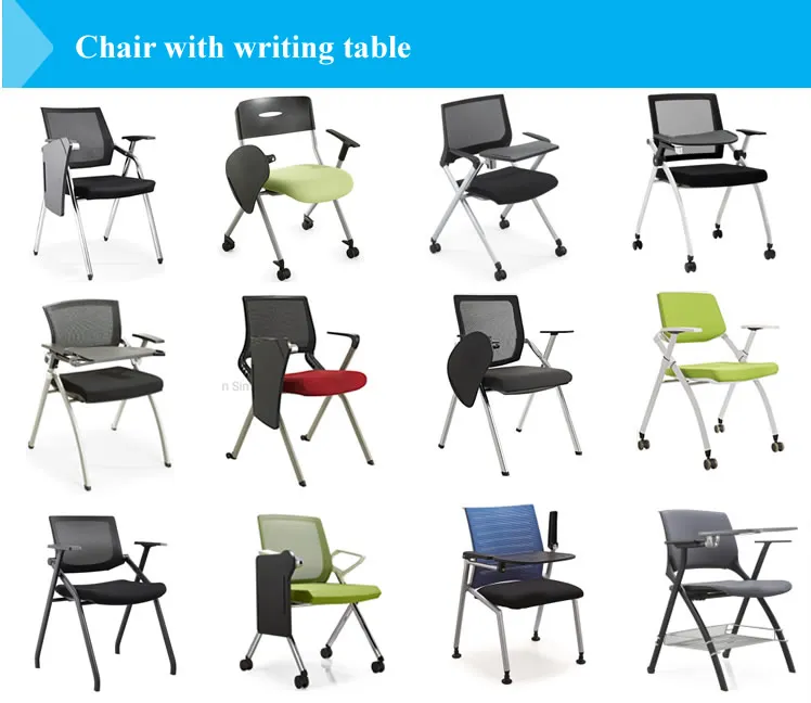 Office Mesh Classroom Plastic Steel Foldable Lecture Seminar Hall Training Room Adult School Student Study Chair with Writing Pad