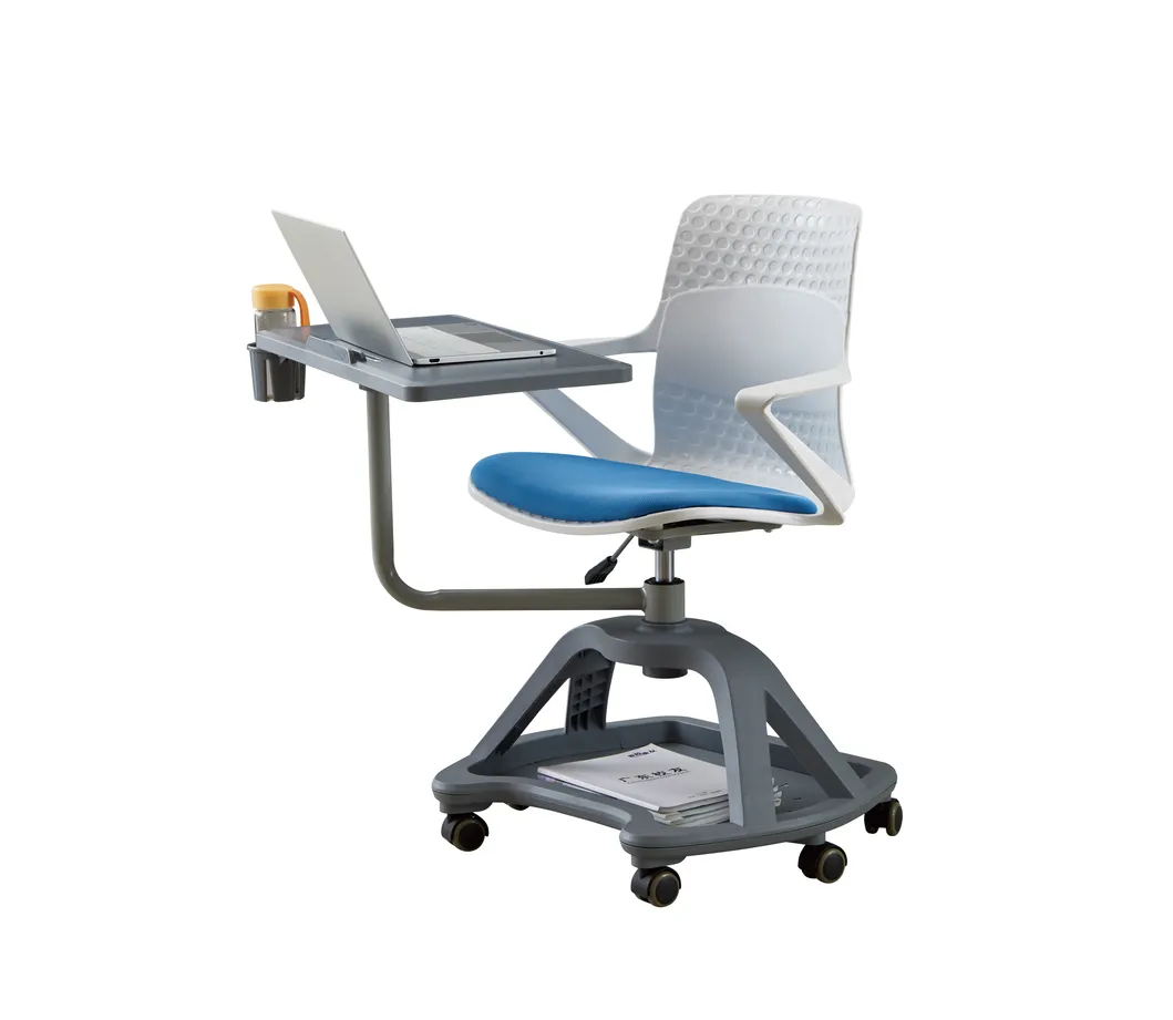 Plastic Simple Modern School Training Furniture Swivel Writing Pad Student Chair (BL-DX06D+04D+01)