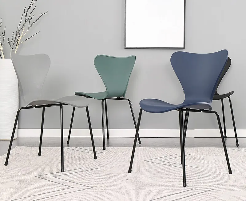 Sillas Nordica Plastic+Iron Furniture Accent Chairs Hotel Chirs Modern Restaurant Seats Chair Armless Stackable Conference Linked Design Dining Chair