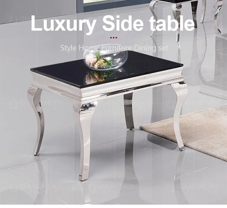 Strengthen The Metal Bracket Rectangle Glass/Marble Side Table