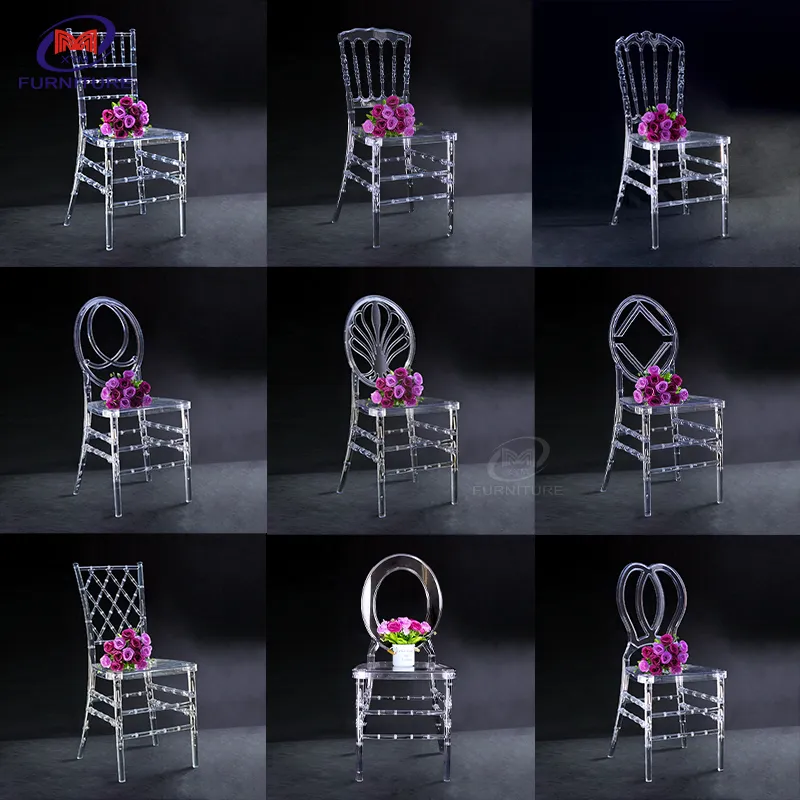 Transparent Stackable Acrylic Plastic Cross Back Chiavari Chair