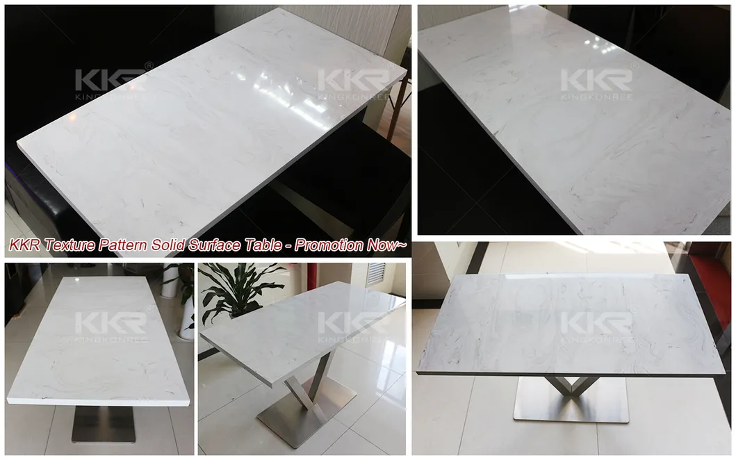 White Square Dining Table Solid Surface Corian Sheet Table Top