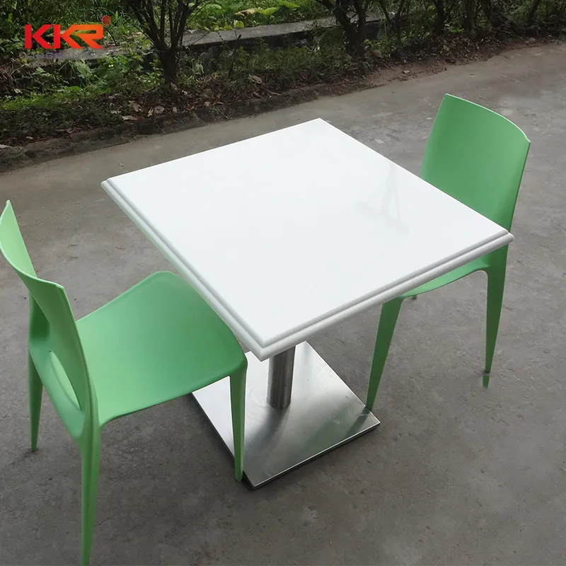 White Square Dining Table Solid Surface Corian Sheet Table Top