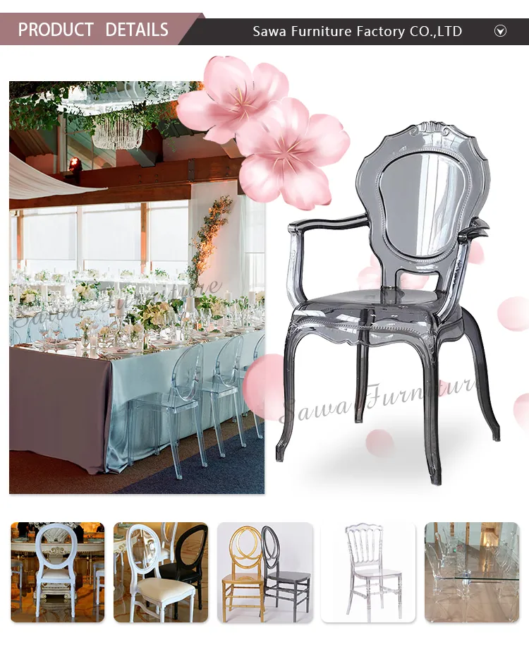 Wholesale Strong Wedding Party Event Clear Crystal Plastic Resin Acrylic Tiffany Chiavari Chair
